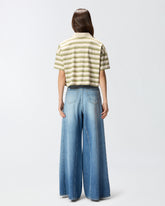 Polo cropped in jersey a righe con colletto strutturato - | Pinko