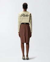 Maglia in jersey a righe con colletto strutturato - | Pinko