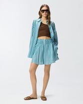 Shorts in cotone a righe con vita elasticizzata - | Pinko