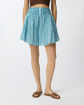 Shorts in cotone a righe con vita elasticizzata - | Pinko