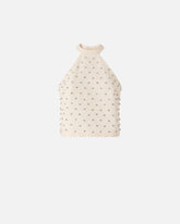 Top all'americana con disegno rombi e strass - | Pinko