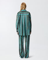 Cotton shirt with brushstroke-effect stripes - | Pinko