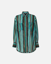 Cotton shirt with brushstroke-effect stripes - | Pinko