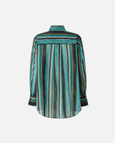 Cotton shirt with brushstroke-effect stripes - | Pinko