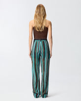 Pantaloni morbidi in cotone con righe effetto pennellato - | Pinko