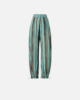 Pantaloni morbidi in cotone con righe effetto pennellato - | Pinko