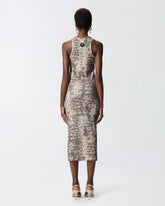 Abito midi aderente a costine con stampa snake - | Pinko