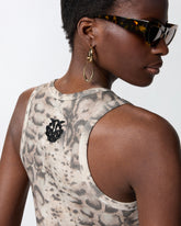 Abito midi aderente a costine con stampa snake - | Pinko