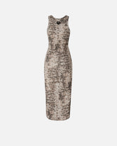 Abito midi aderente a costine con stampa snake - | Pinko