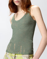 Top canotta a costine con logo - | Pinko