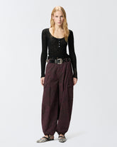 Maglia serafino leggera in cotone a costine - | Pinko