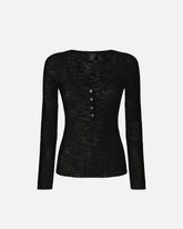 Maglia serafino leggera in cotone a costine - | Pinko