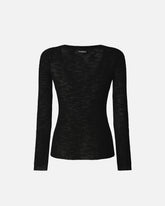 Maglia serafino leggera in cotone a costine - | Pinko