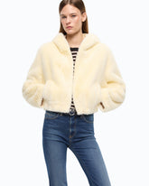 Chaqueta corta efecto pelo - Amarillo | Pinko