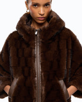 Giacca blouson effetto pelliccia con cappuccio - | Pinko