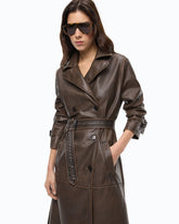 Trench effetto vintage con cintura - | Pinko