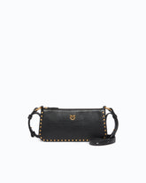 Borsa a tracolla Mini Half Moon Horizontal in pelle new biker con mini borchie - | Pinko