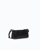 Borsa a tracolla Mini Half Moon Horizontal in pelle new biker con mini borchie - | Pinko
