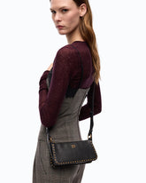 Borsa a tracolla Mini Half Moon Horizontal in pelle new biker con mini borchie - | Pinko