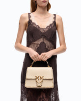 Love Bag One Top Handle Light medium handbag in leather with mini studs - | Pinko