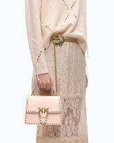 Mini Love Bag One Top Handle Light handbag in leather with mini studs - | Pinko