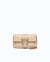 Borsa a spalla piccola Love Bag Pocket in pelle con fibbia gioiello - | Pinko
