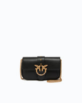 Borsa a spalla piccola Love Bag Pocket in pelle con fibbia gioiello - | Pinko