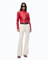 Nappa leather-effect coated shirt - | Pinko