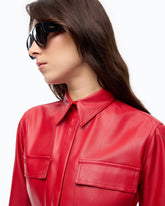 Camicia spalmata effetto nappa - Rosso | Pinko