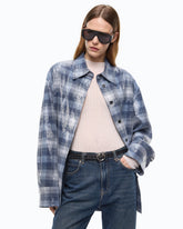 Overshirt with check pattern and sequins - | Pinko
