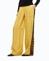 Pantaloni palazzo con motivo floreale e banda in pizzo - | Pinko