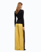 Pantaloni palazzo con motivo floreale e banda in pizzo - | Pinko