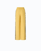 Pantaloni palazzo con motivo floreale e banda in pizzo - | Pinko