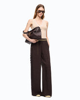 Pantaloni palazzo con motivo floreale e banda in pizzo - | Pinko