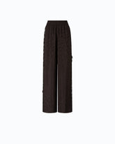 Pantaloni palazzo con motivo floreale e banda in pizzo - | Pinko