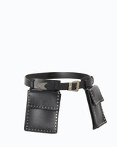 Cintura texana in pelle con tasche portaoggetti 3 cm - | Pinko