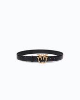 Leather belt with Love Birds jewel buckle, 3 cm - | Pinko