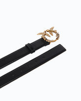 Leather belt with Love Birds jewel buckle, 3 cm - | Pinko