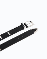 Cintura in pelle con borchie rettangolari 3 cm - | Pinko