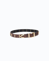 Cintura in pelle stampa pitone con borchie 3 cm - | Pinko