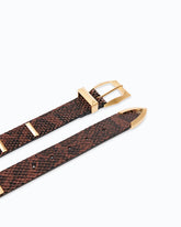 Cintura in pelle stampa pitone con borchie 3 cm - | Pinko