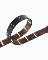 Cintura in pelle stampa pitone con borchie 3 cm - | Pinko