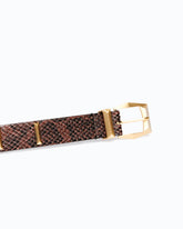 Cintura in pelle stampa pitone con borchie 3 cm - | Pinko