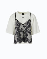 T-shirt με τοπ από δαντέλα - | Pinko