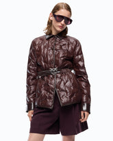 Surchemise rembourrée en tissu semi-brillant - Marron | Pinko