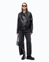 Giacca biker stile chiodo in nappa con borchie - | Pinko