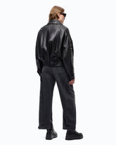 Giacca biker stile chiodo in nappa con borchie - | Pinko