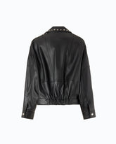 Giacca biker stile chiodo in nappa con borchie - | Pinko