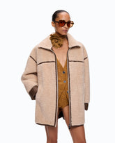 Caban mit Shearling-Effekt und hohem Kragen - | Pinko