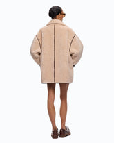 Caban mit Shearling-Effekt und hohem Kragen - | Pinko